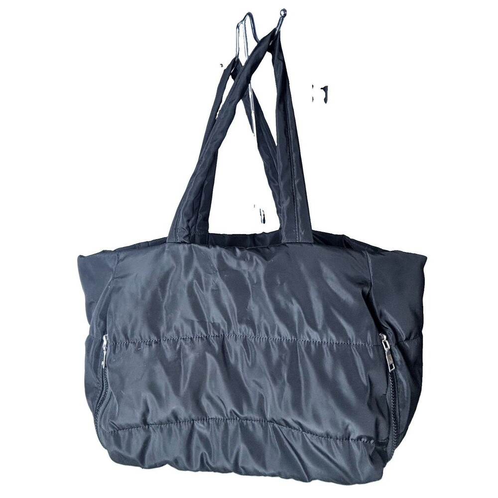 Urban Expressions Black Quilted Puffer Shoulder Bag Tote Purse Urban Fit